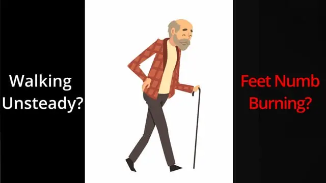Improve balance in neuropathy illustration man with cane