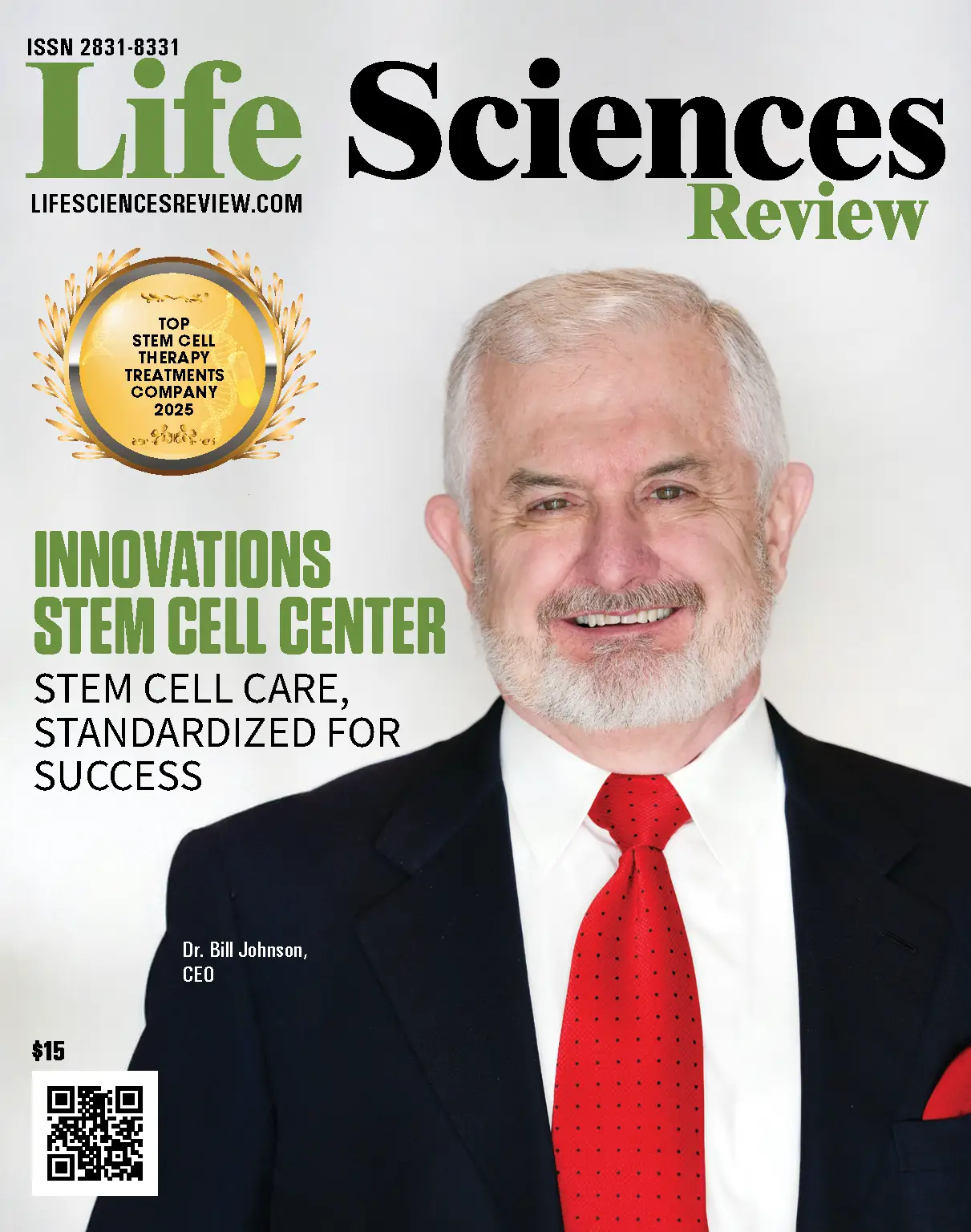Dr. Bill Johnson on cover of life sciences review magazine