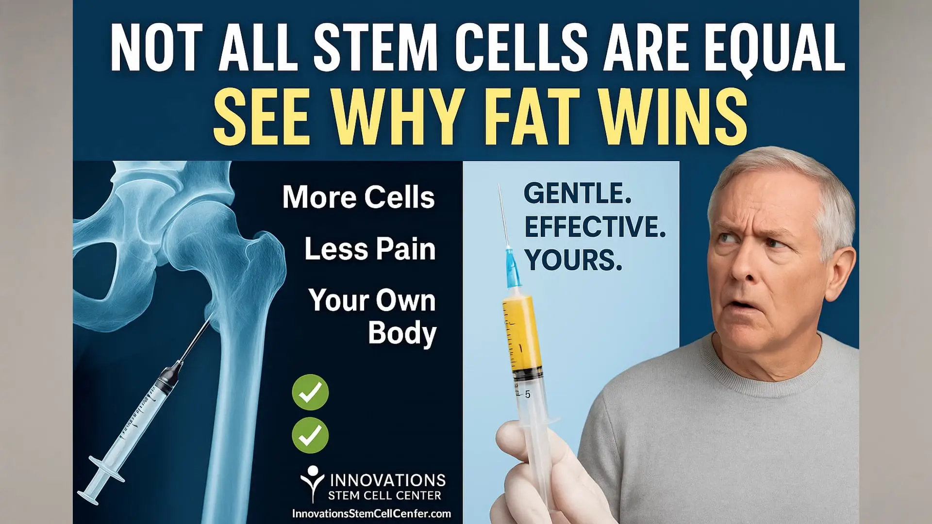 See why using fat based stem cells is better than using bone marrow or lab grown cord blood stem cells.